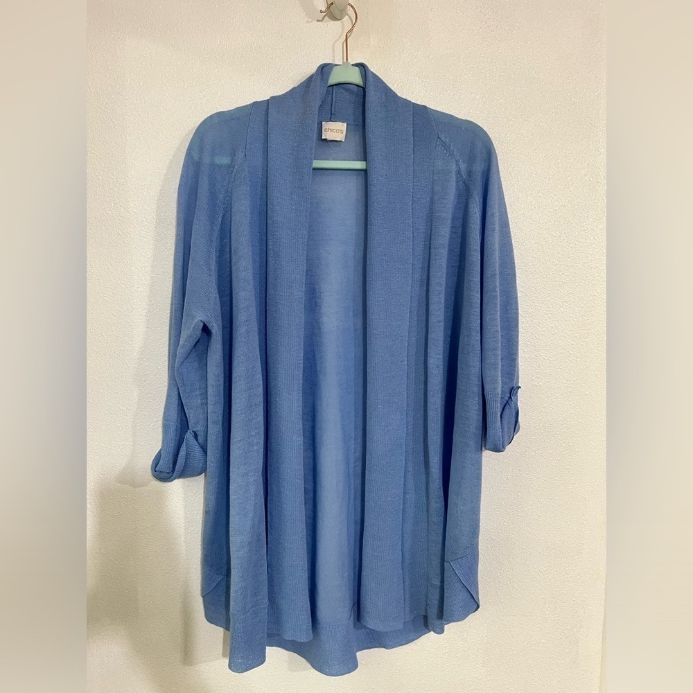 Chicos 1X open light blue cardigan